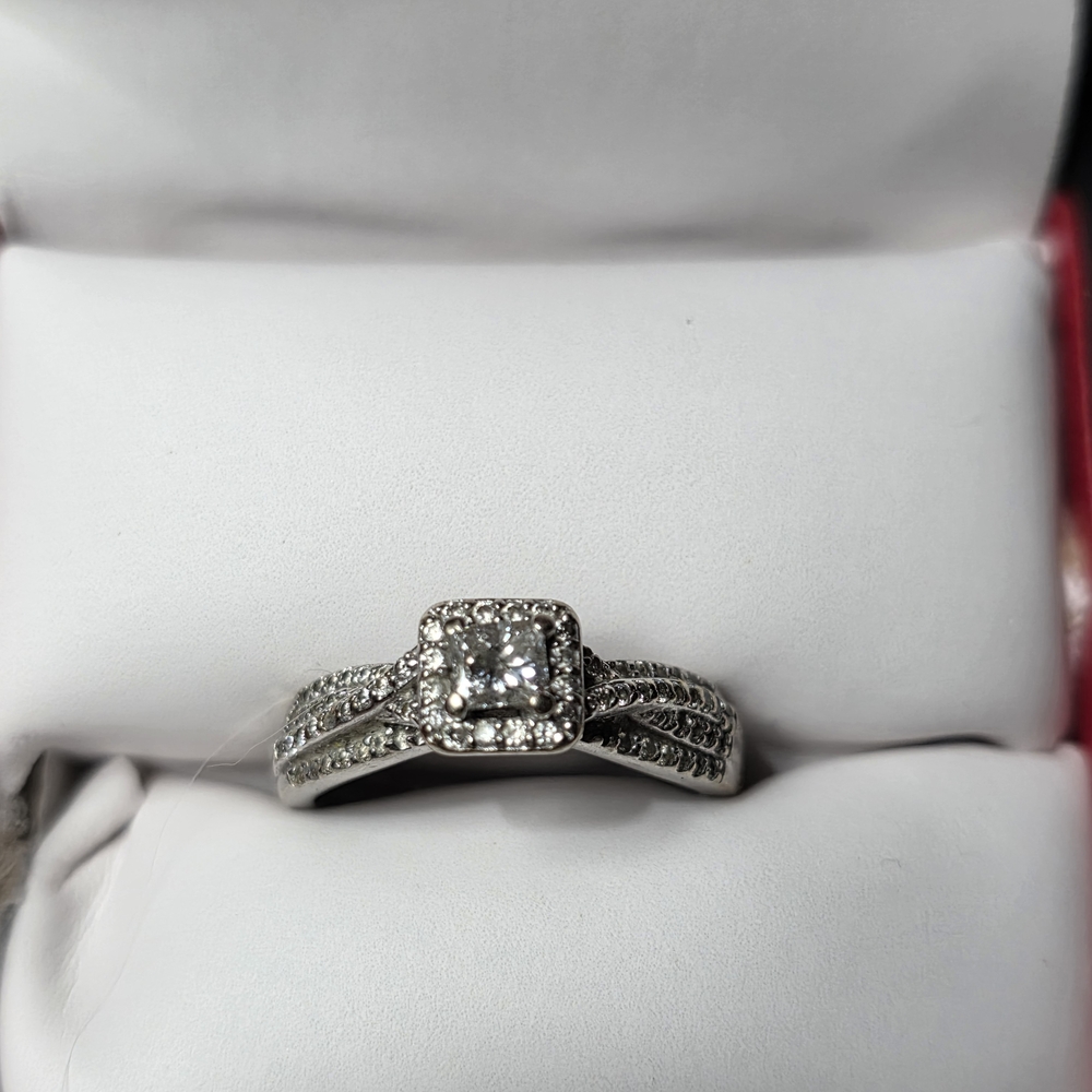 Silver Diamond Ring With Split Shank Design - image 8